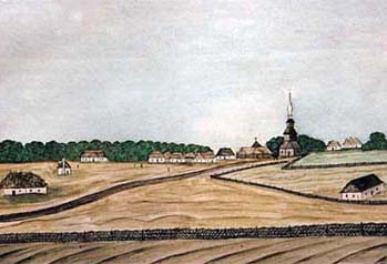 Юго-восточная окраина «Мостыщинского леса» со стороны села Беличи на рисунке XIX века.