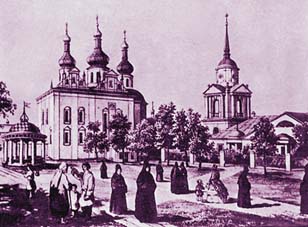 Флоровский монастырь (литография XIX века)